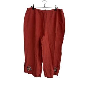 Casual boho embroidered linen blend pants Norton Studio summer staple XL